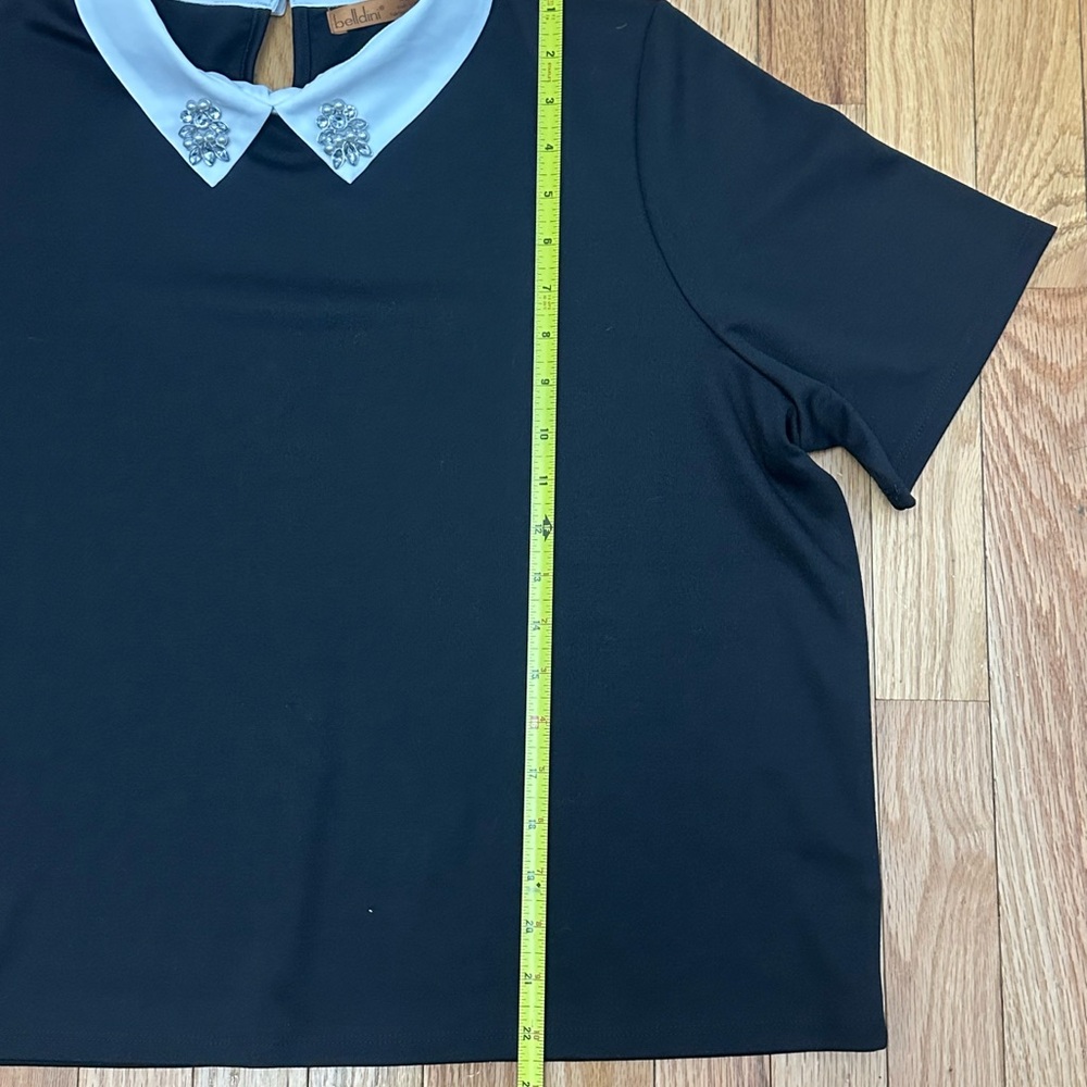 Belldini Black Top with White Collar Detail - Picture 4 of 5